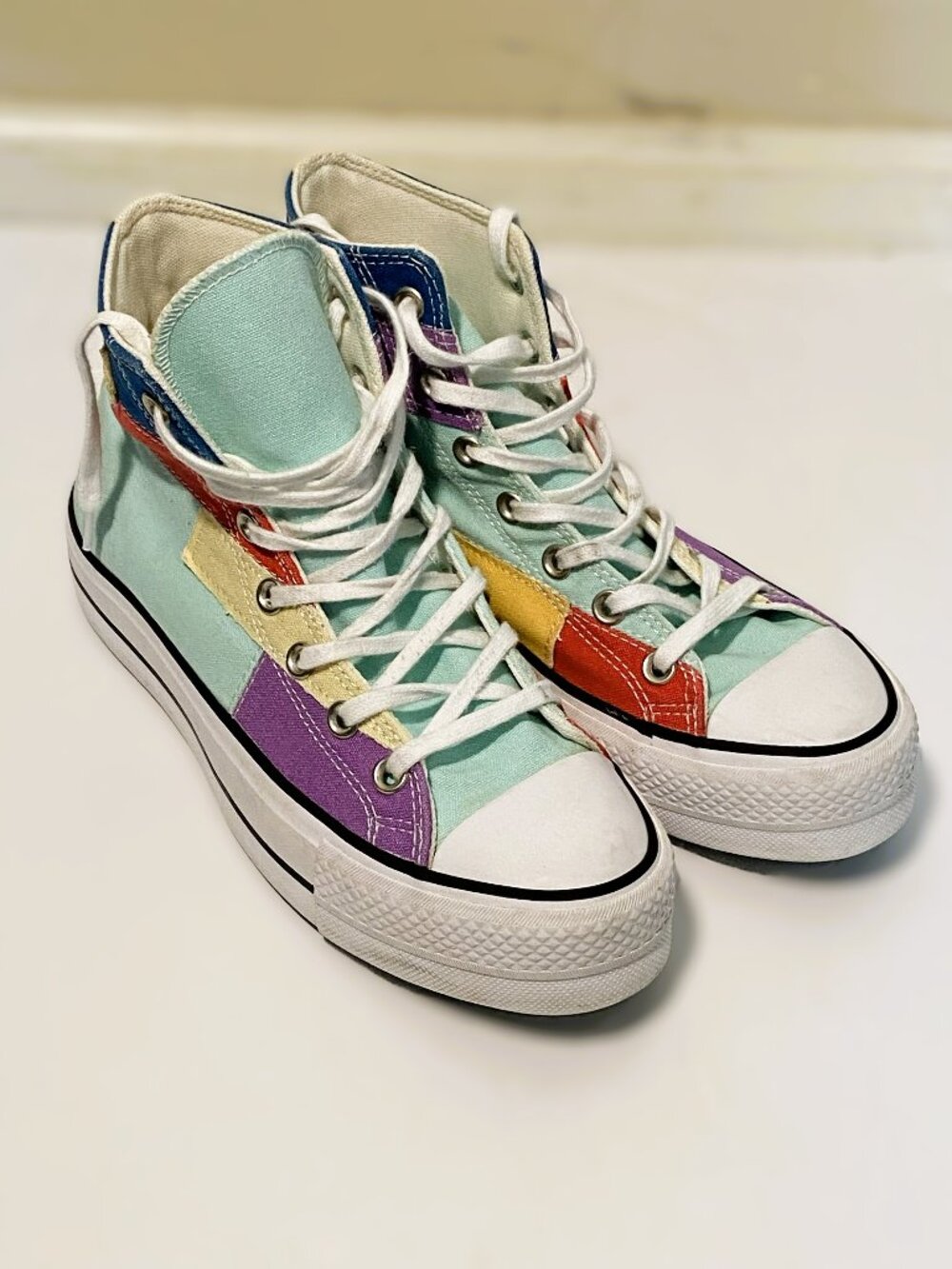 CONVERSE platform patchwork sneakers size 8 women